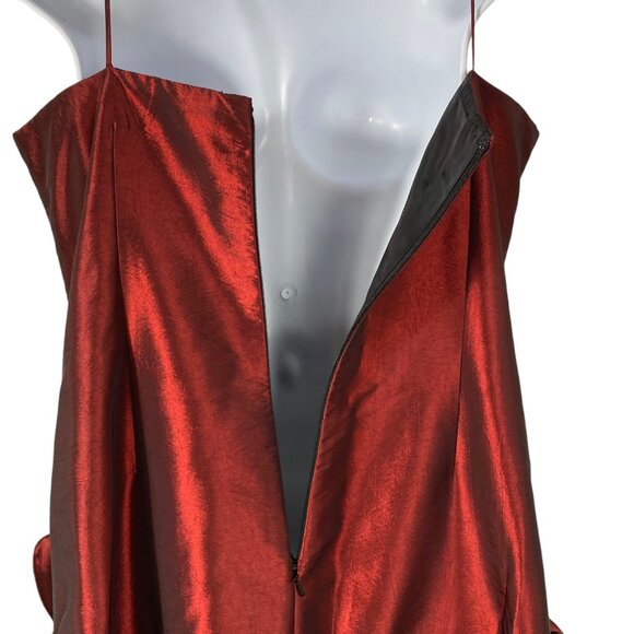 JS Collections Formal Ruffle Dress | 10 | Burgundy Taffeta | Holiday Party - Picture 7 of 13